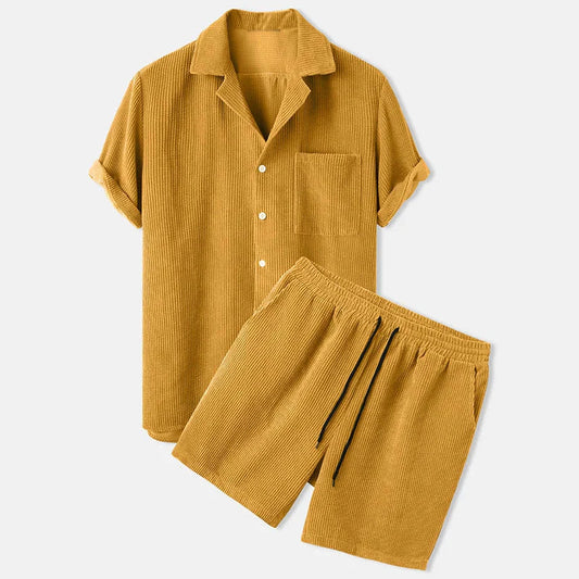 Zweiteiliges Set | Kurze Ärmel | Cord | Sommerkleidung | Herrenbekleidung-HauteBerlin