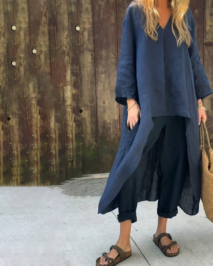 Zweiteiliges Set – Lässiges Oversize-Set aus Bluse und Hose für Damen für den Sommer-HauteBerlin