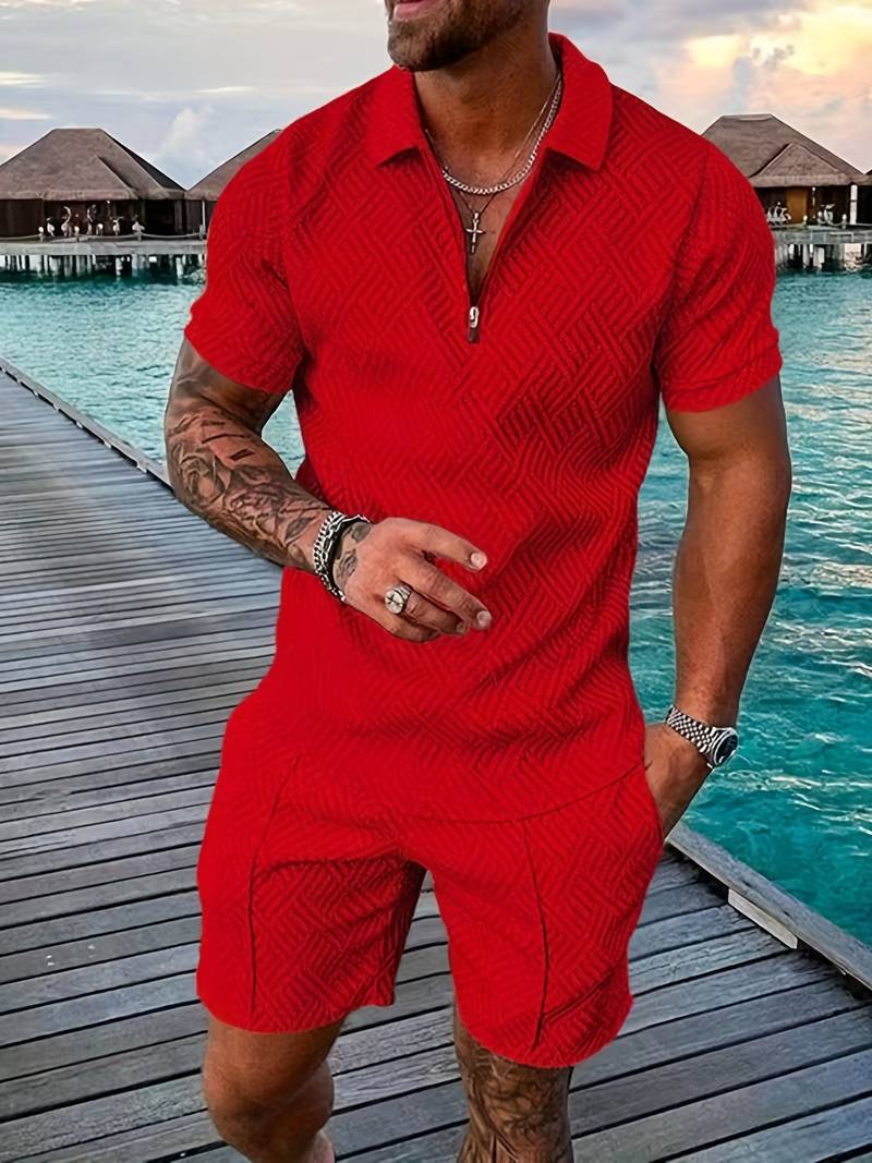 Zweiteiliges Set - Sommer - Kurzarm - Shorts - Herrenbekleidung-HauteBerlin