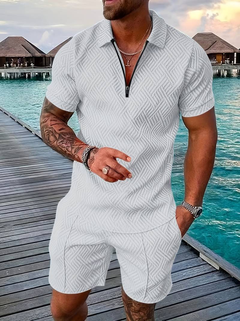Zweiteiliges Set - Sommer - Kurzarm - Shorts - Herrenbekleidung-HauteBerlin