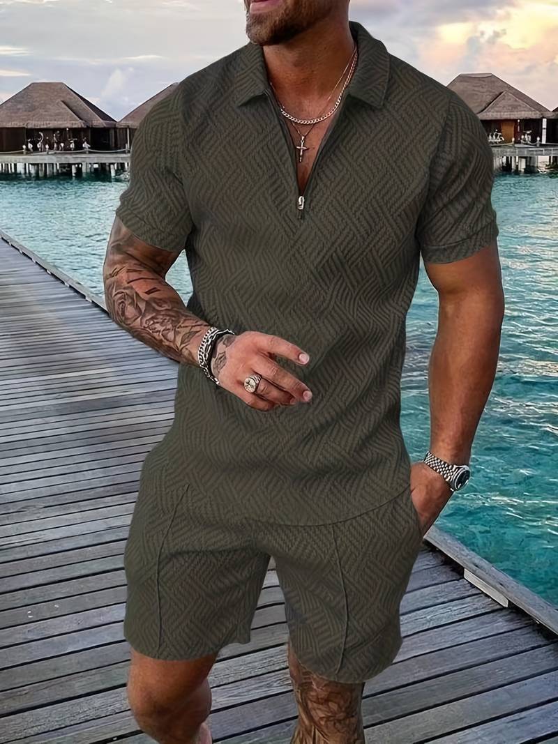 Zweiteiliges Set - Sommer - Kurzarm - Shorts - Herrenbekleidung-HauteBerlin