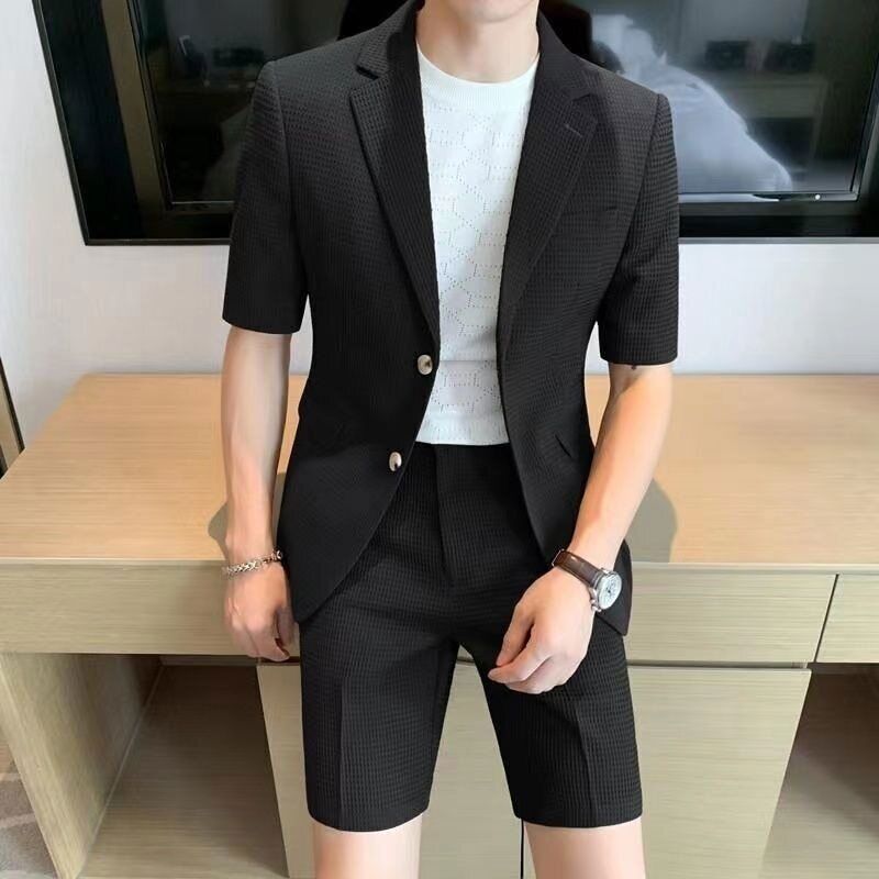 Zweiteiliges Set - Stilvoll - Kurzarm - Herren Blazer - Herrenbekleidung-HauteBerlin