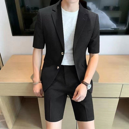 Zweiteiliges Set - Stilvoll - Kurzarm - Herren Blazer - Herrenbekleidung-HauteBerlin