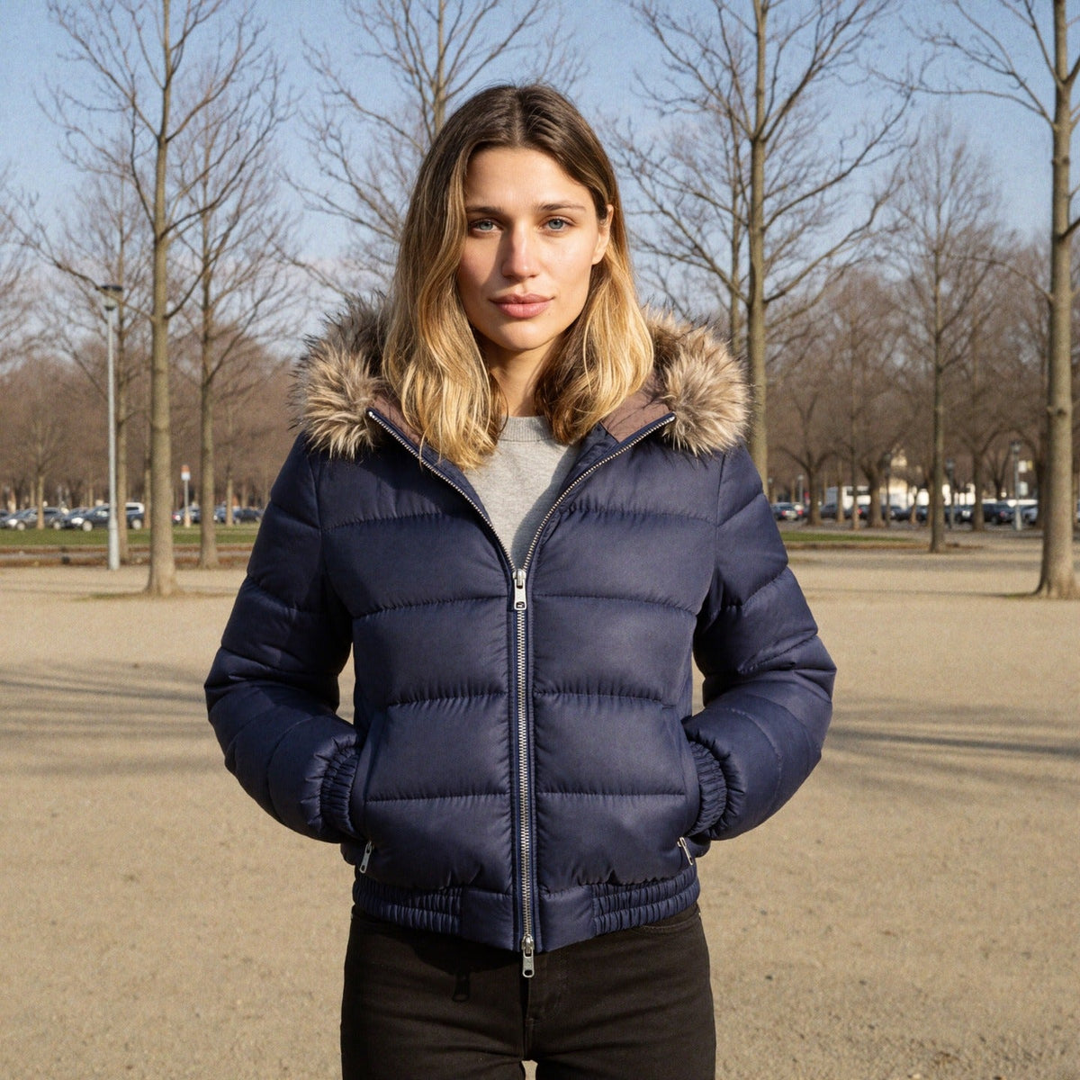 Winterjacke Damen | Gesteppt | Abnehmbare Kapuze | Kurz