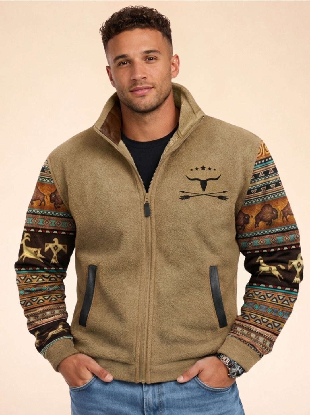 Fleecejacke - Warme Zip-Up Sherpa gefütterte Herrenjacke für den Winter-HauteBerlin