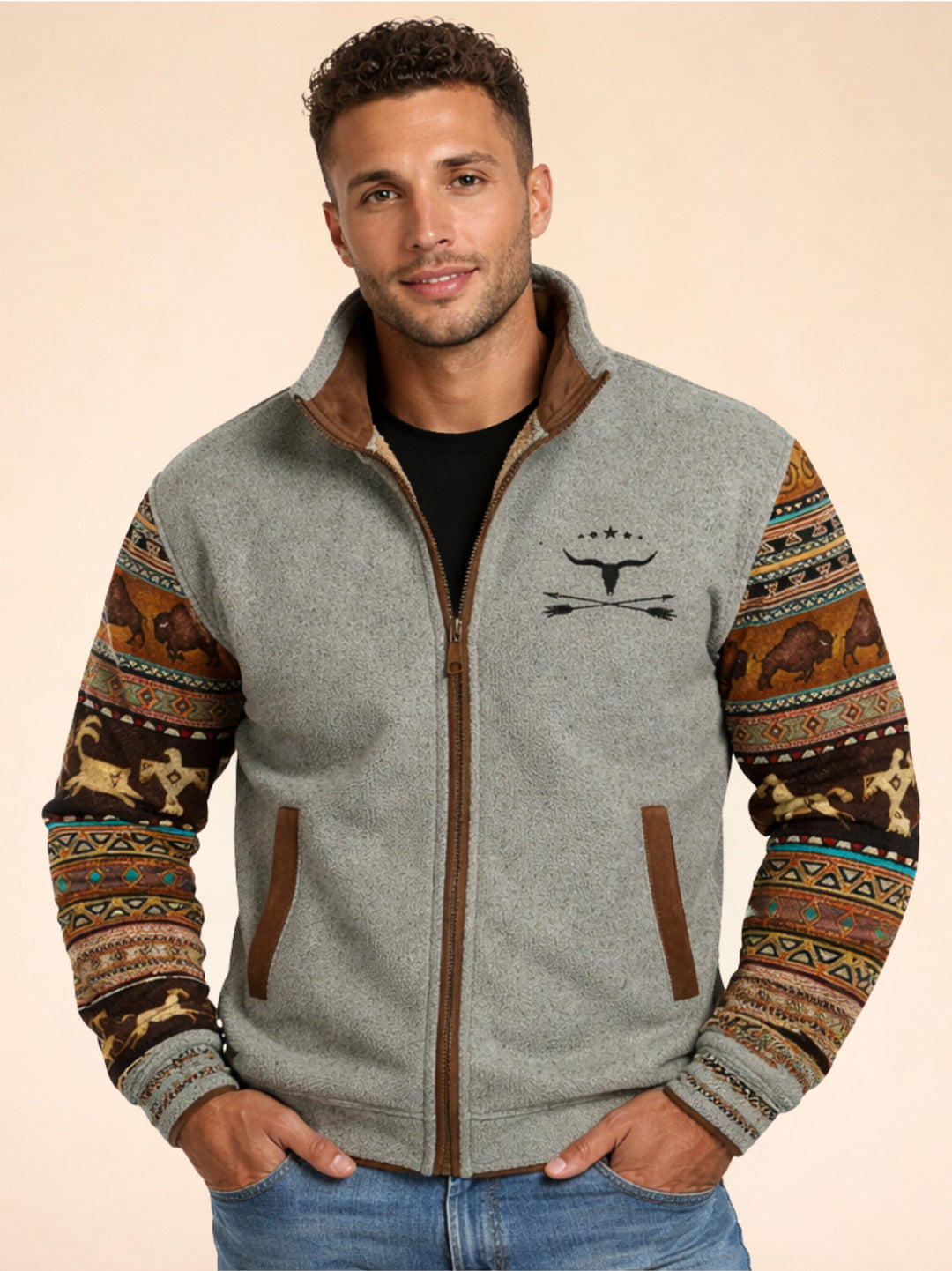 Fleecejacke - Warme Zip-Up Sherpa gefütterte Herrenjacke für den Winter-HauteBerlin