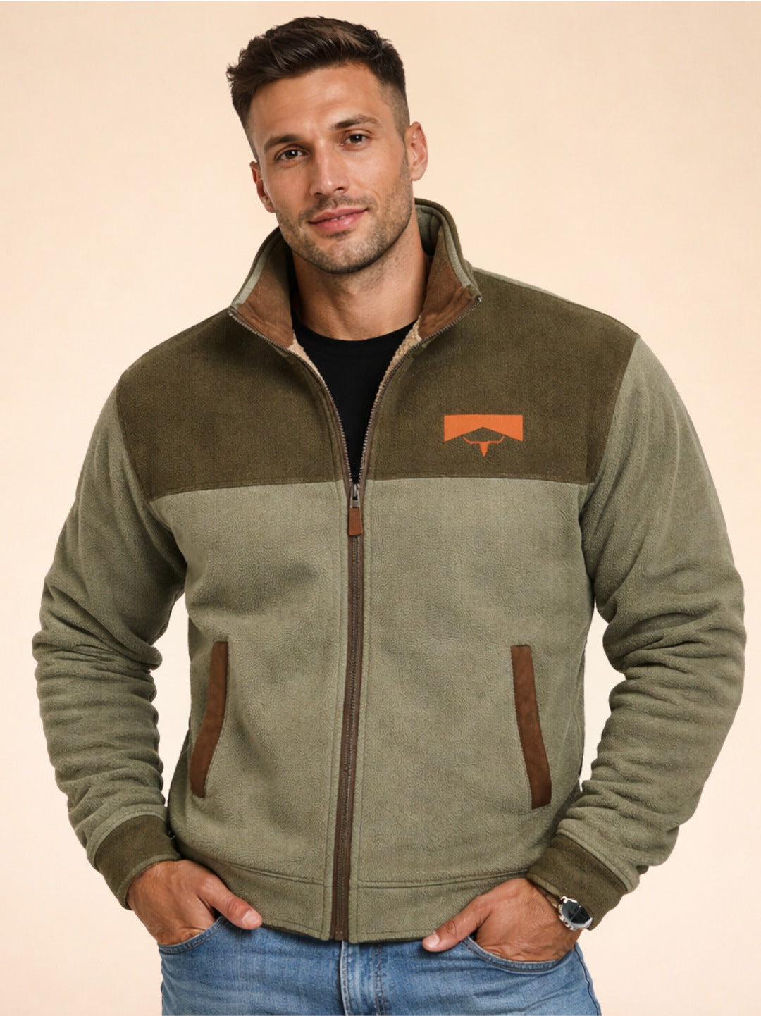 Fleecejacke - Warme Zip-Up Sherpa gefütterte Herrenjacke für den Winter-HauteBerlin