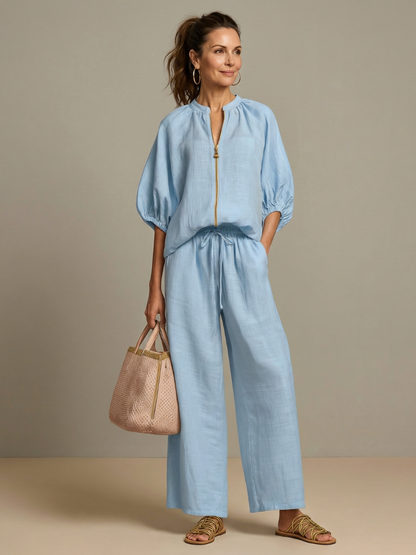 Blusen Set Damen | Puffärmel | Weite Hose-HauteBerlin