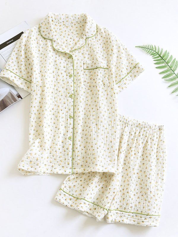 Pyjama Damen | Kurzarm | Shorts | Blumenprint-HauteBerlin
