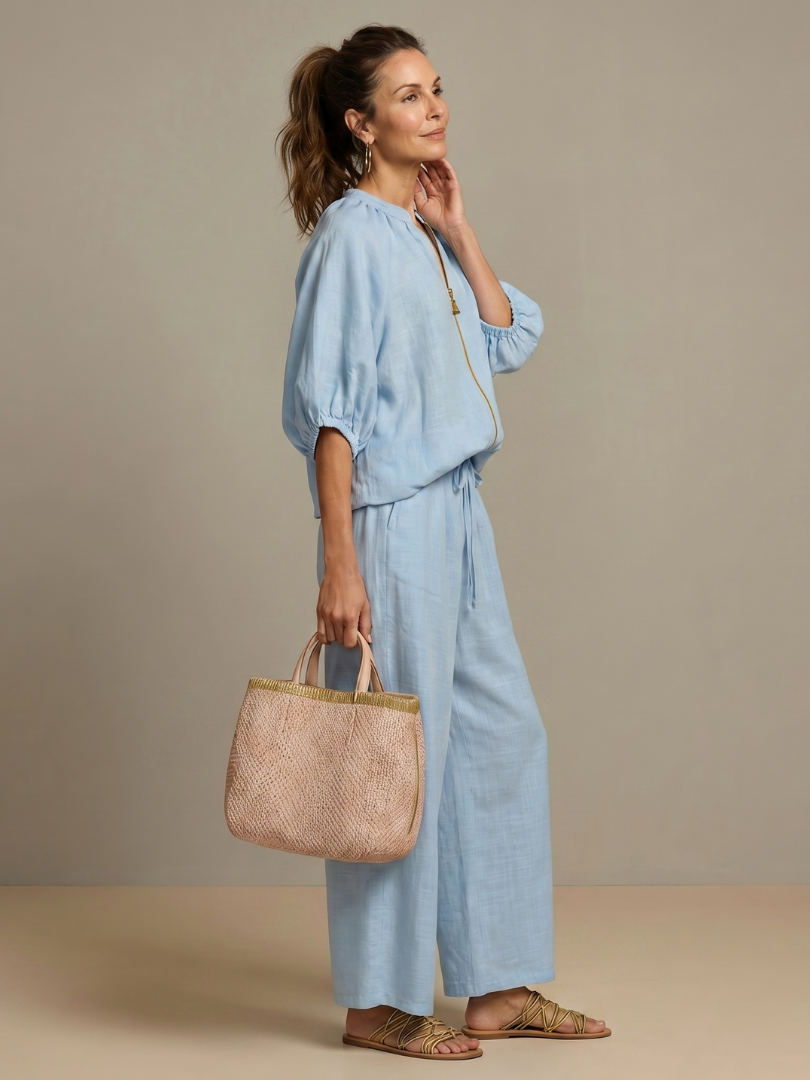 Blusen Set Damen | Puffärmel | Weite Hose-HauteBerlin