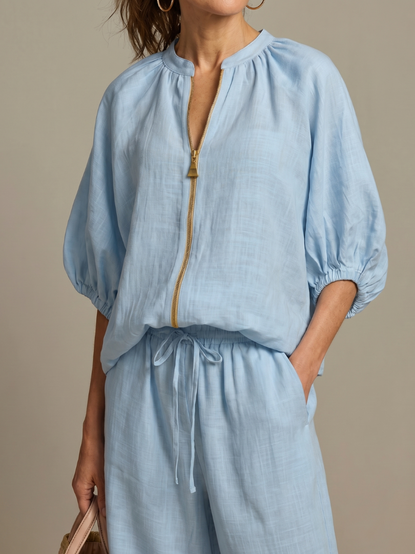 Blusen Set Damen | Puffärmel | Weite Hose-HauteBerlin