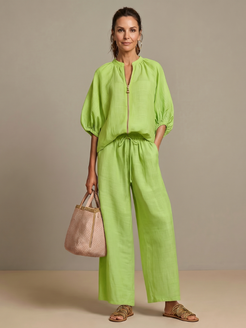 Blusen Set Damen | Puffärmel | Weite Hose-HauteBerlin