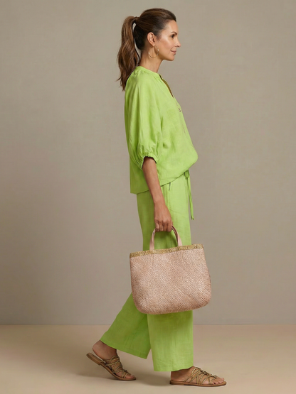 Blusen Set Damen | Puffärmel | Weite Hose-HauteBerlin