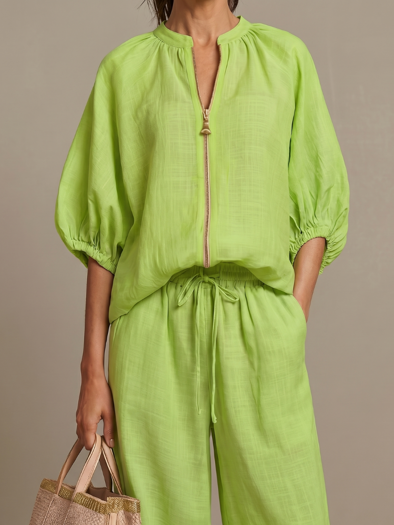 Blusen Set Damen | Puffärmel | Weite Hose-HauteBerlin