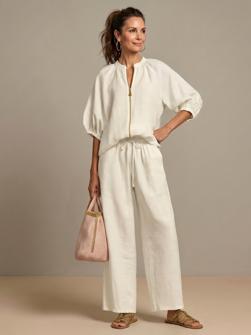 Blusen Set Damen | Puffärmel | Weite Hose-HauteBerlin