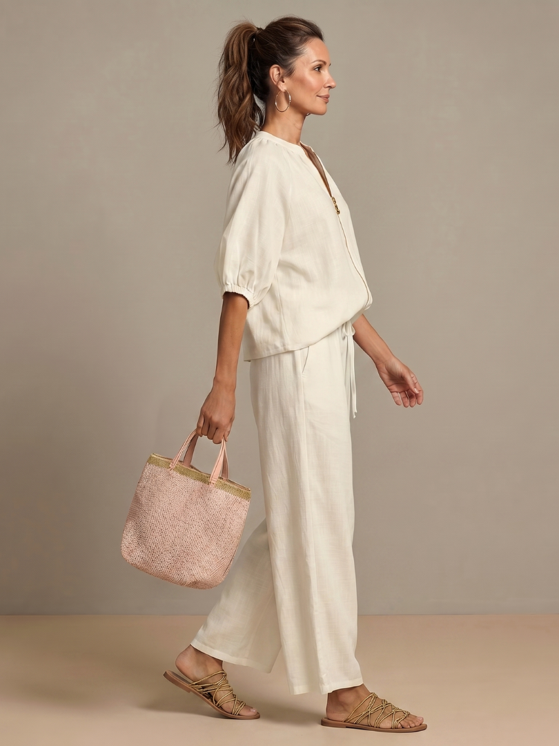 Blusen Set Damen | Puffärmel | Weite Hose-HauteBerlin