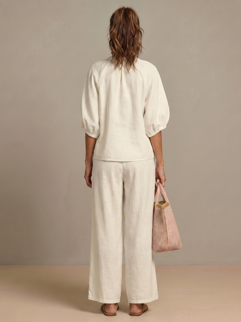 Blusen Set Damen | Puffärmel | Weite Hose-HauteBerlin