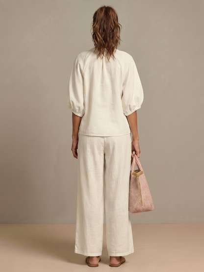 Blusen Set Damen | Puffärmel | Weite Hose-HauteBerlin
