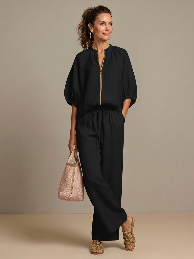 Blusen Set Damen | Puffärmel | Weite Hose-HauteBerlin