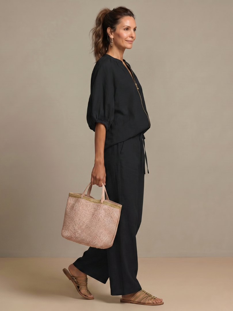Blusen Set Damen | Puffärmel | Weite Hose-HauteBerlin