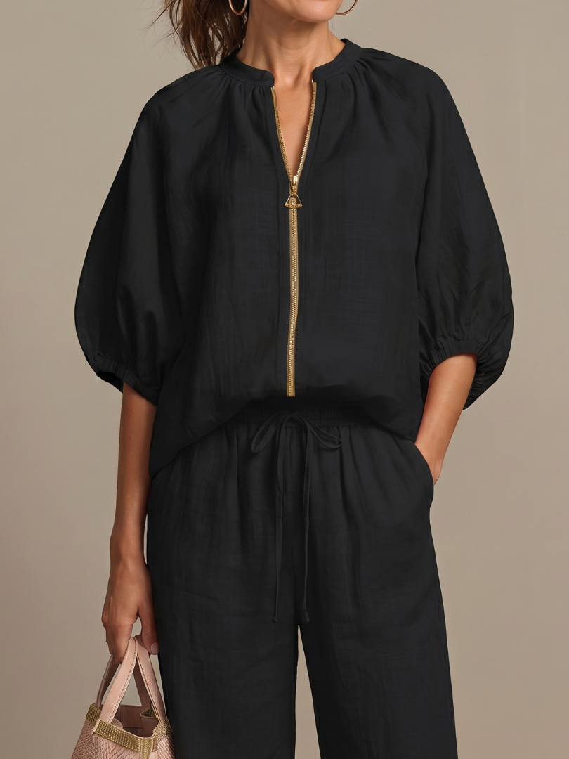Blusen Set Damen | Puffärmel | Weite Hose-HauteBerlin