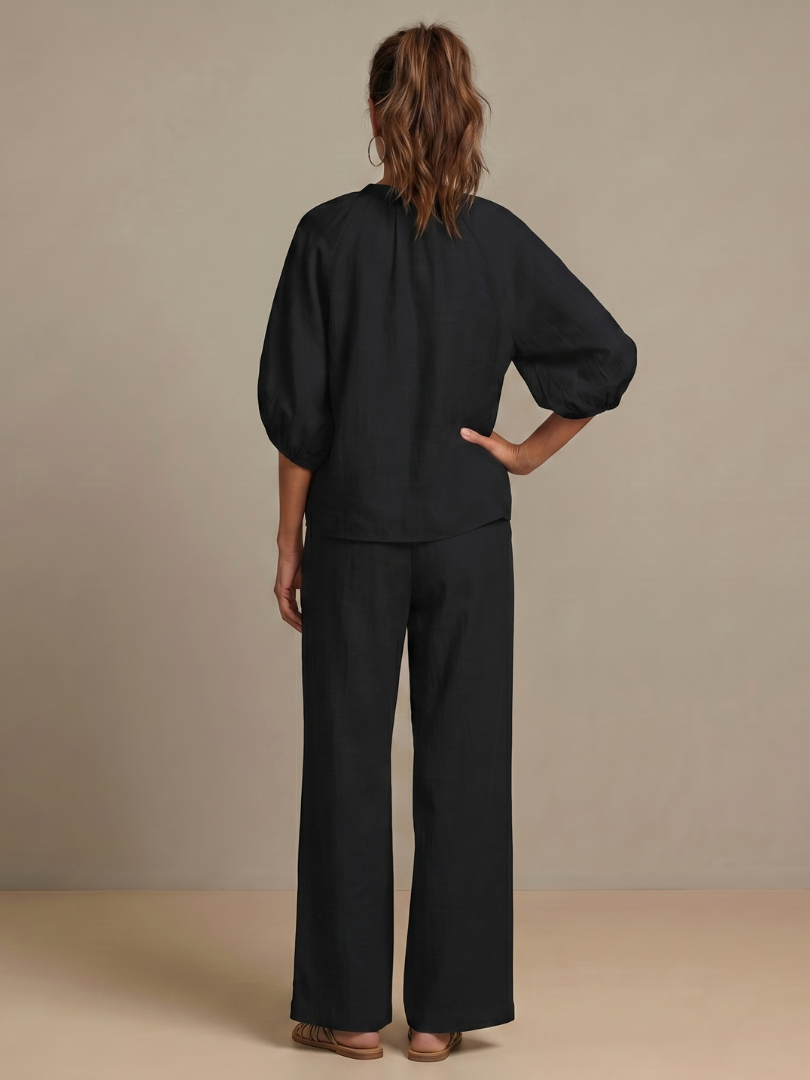 Blusen Set Damen | Puffärmel | Weite Hose-HauteBerlin