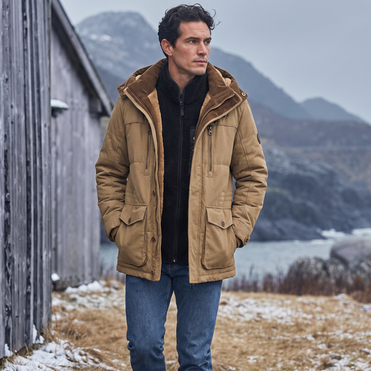 Herrenparka – Warme Winterjacke mit Kapuze und Fleecefutter-HauteBerlin