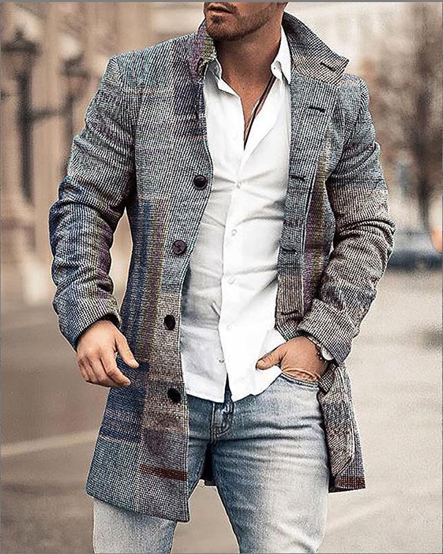 Herrenmantel in buntem Tweed-Look