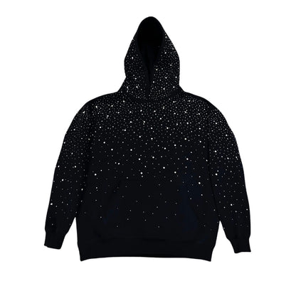 Schwarzer Oversize-Hoodie mit Strass, Vorderansicht