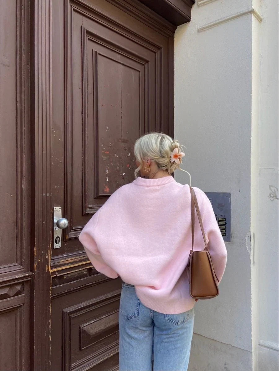 Hellrosa Oversize-Pullover, Rückansicht
