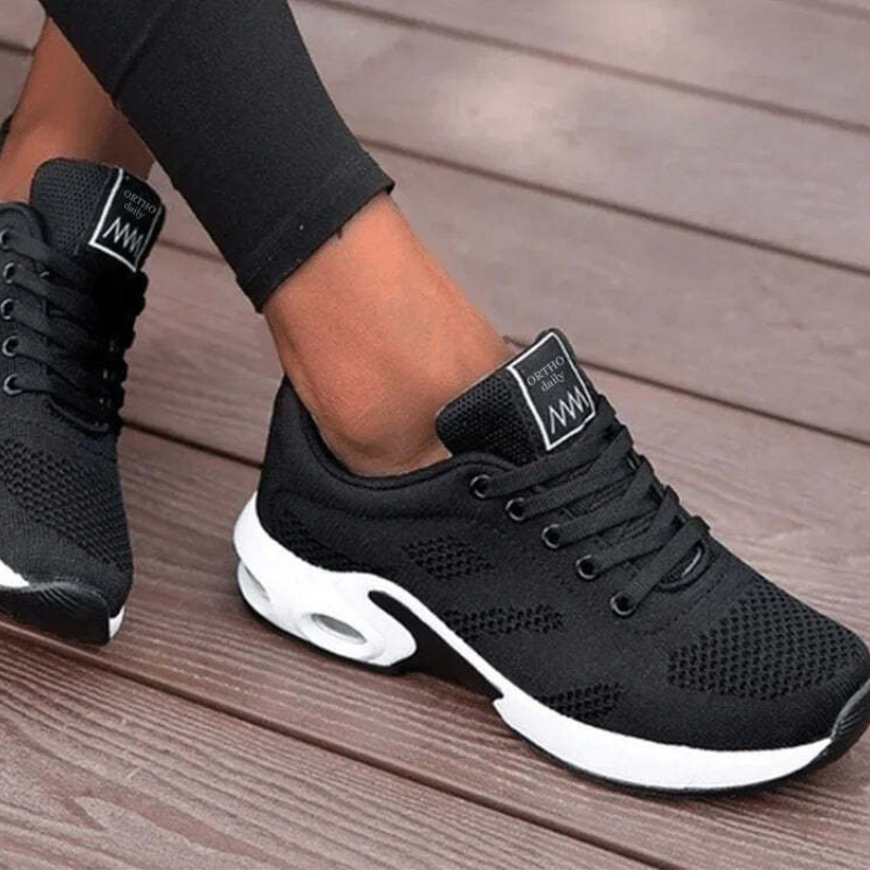 Schwarze Damen-Sneaker mit Luftpolstersohle