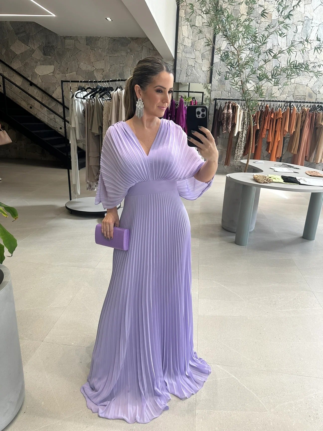 Plissee-Maxikleid Helllila