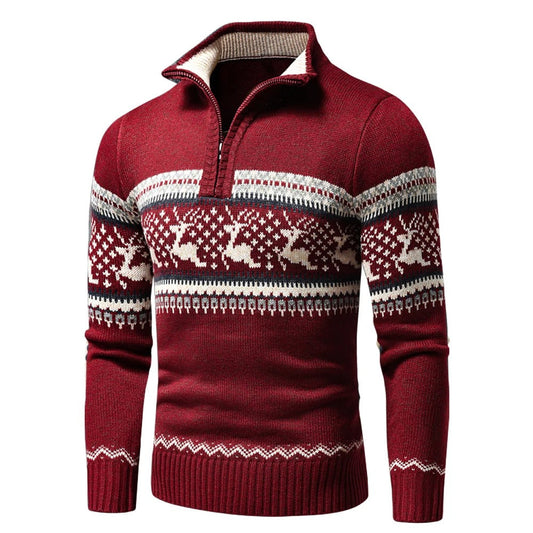 Weihnachtspullover Herren | Troyer | Norwegermuster | Rentier-HauteBerlin